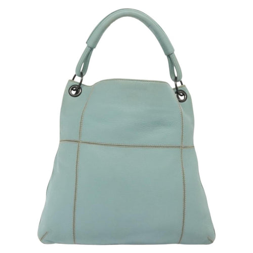 Bottega Veneta Front Zip Hobo Leather Blue Leather Bag (Pre-Owned)