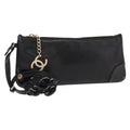 Chanel Camellia Clutch Bag Leather Black Leather Clutche & Pouche Bag (Pre-Owned)