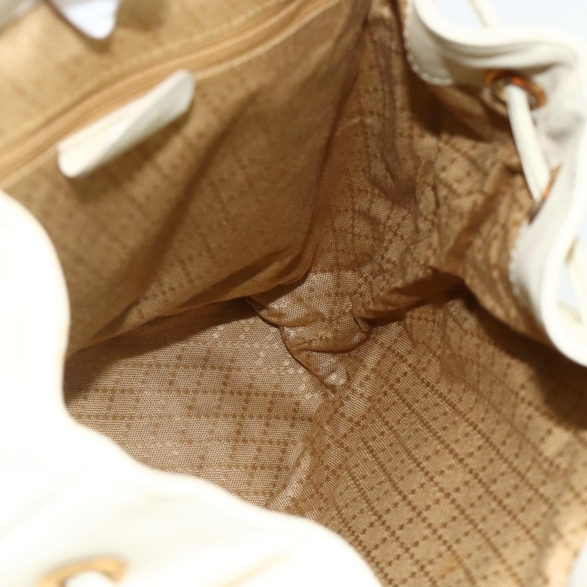 Gucci Vintage Bamboo Backpack Leather White Leather Backpack Bag (Pre-Owned)