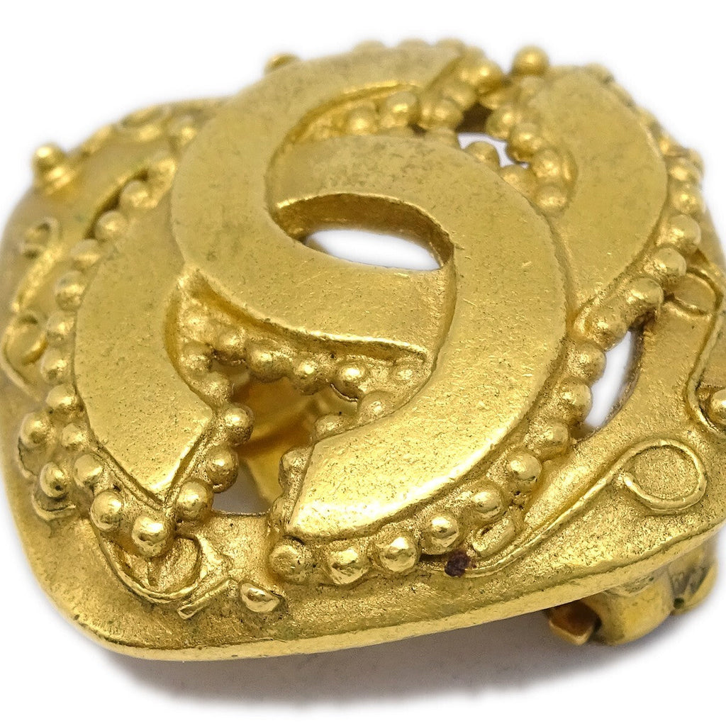 Chanel Cc Rhombus Clip-On Earrings Metal Gold Gold_Plated Earrings Jewelry (Pre-Owned)