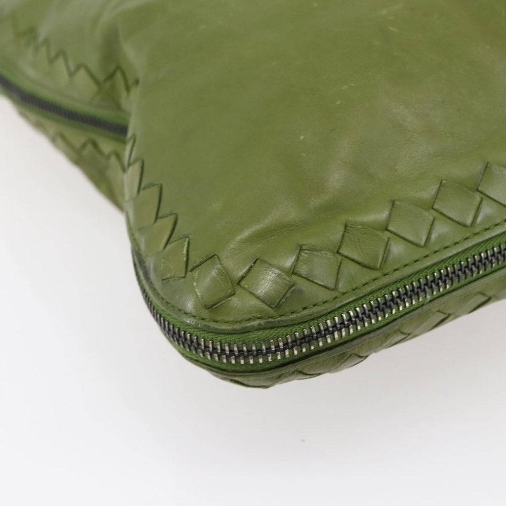 Bottega Veneta Intrecciato Leather Green Leather Shoulder Bag Bag (Pre-Owned)