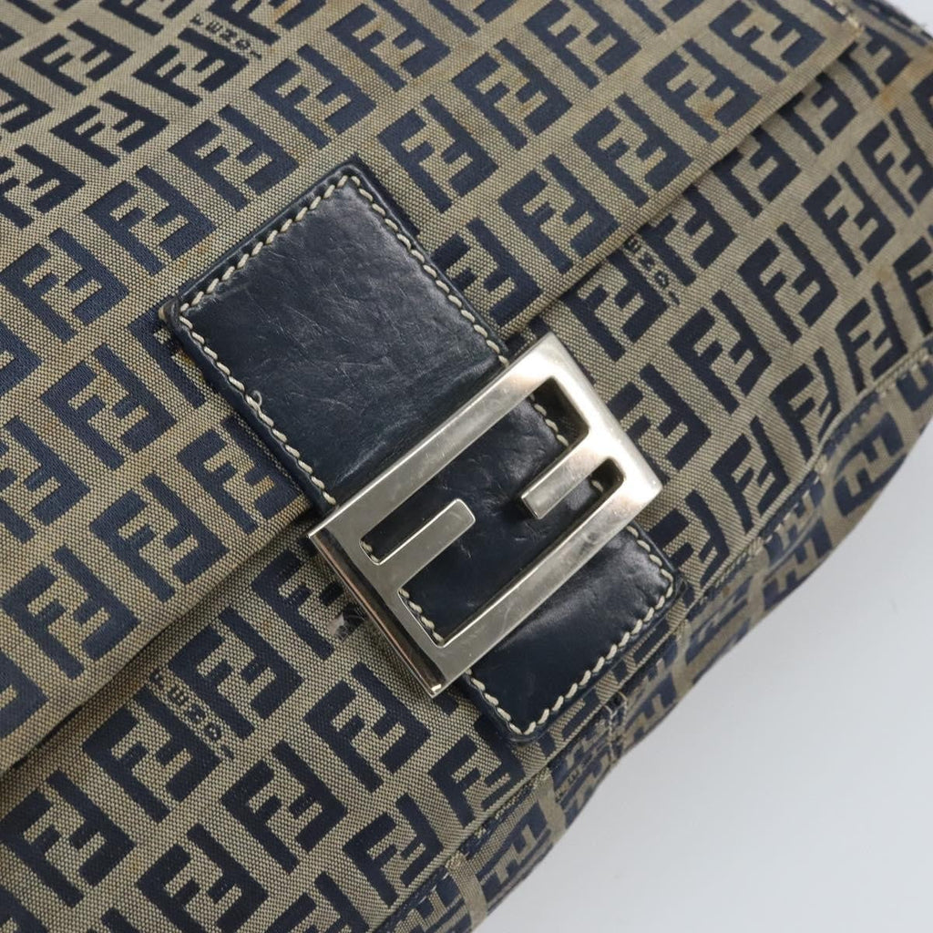 Fendi Mamma Baguette Zucchino Canvas Navy Canvas Shoulder Bag Bag (Pre-Owned)