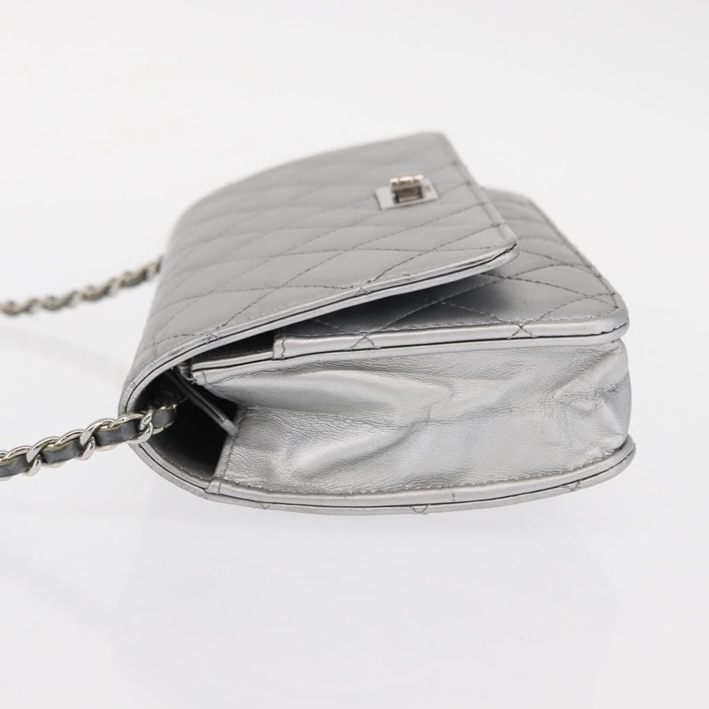 Chanel Reissue 2.55 Wallet On Chain Quilted Lambskin Silver Leather Shoulder Bag Bag (Pre-Owned)