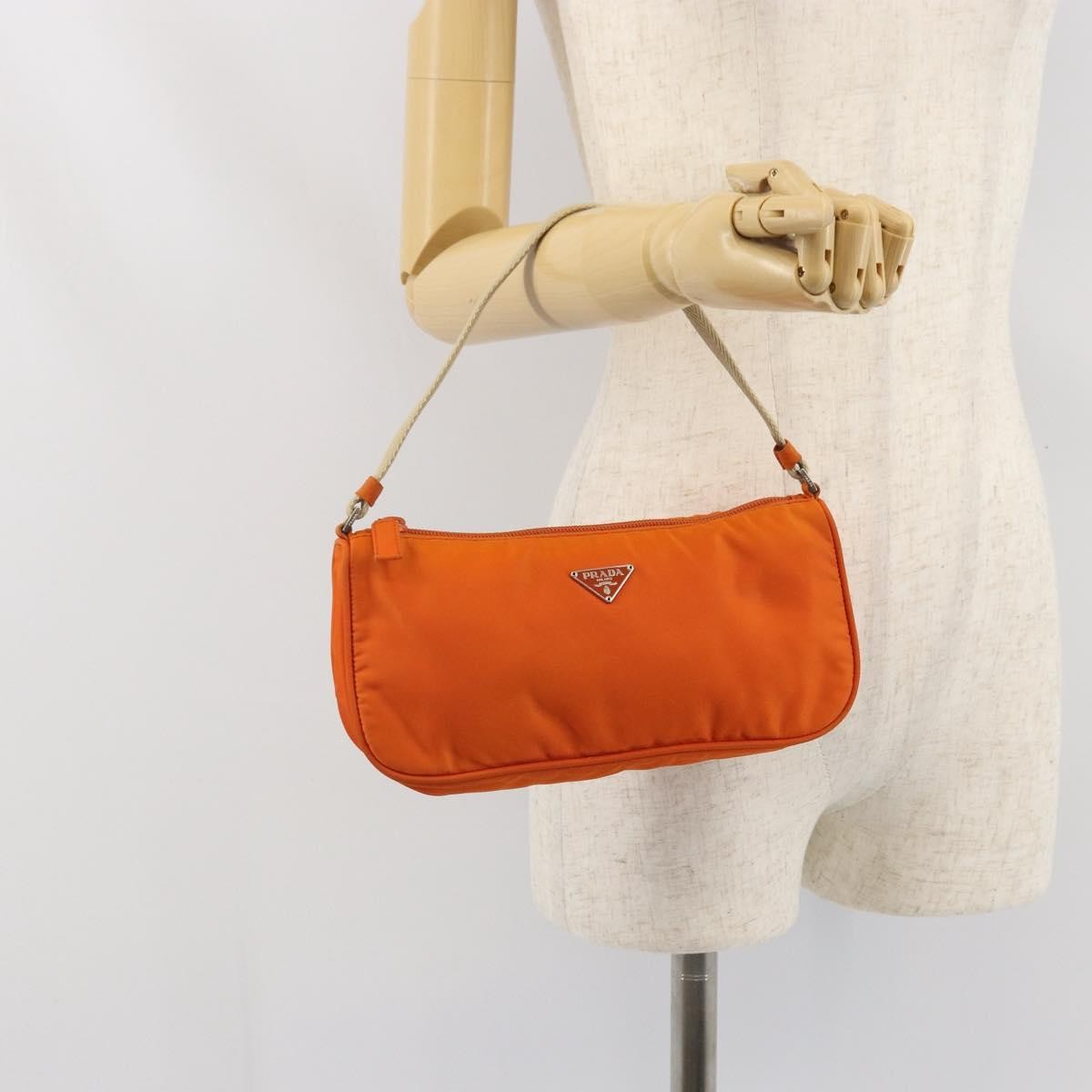 Prada Pochette Shoulder Bag Tessuto Orange Nylon Clutche & Pouche Bag (Pre-Owned)