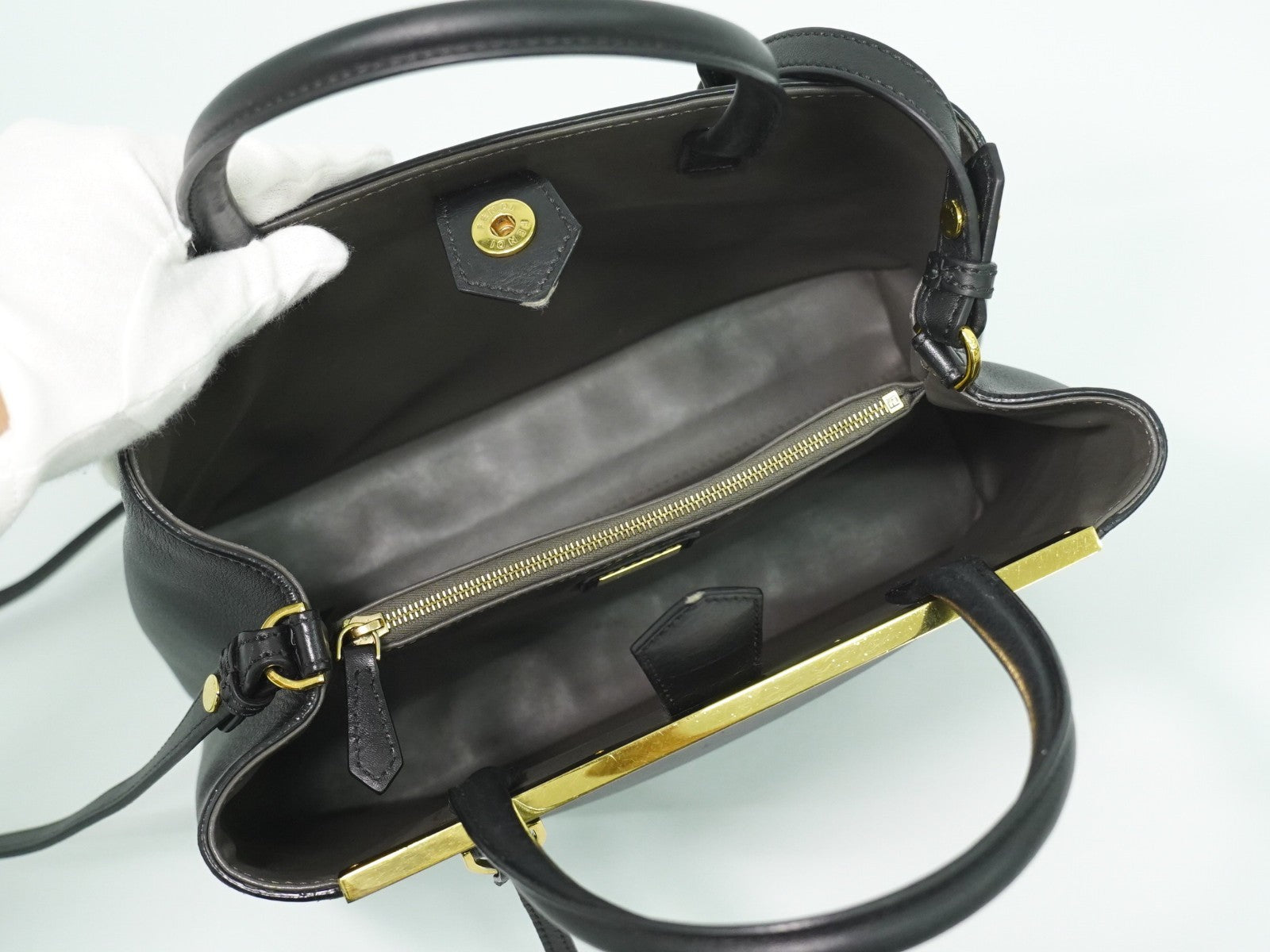 Fendi 2Jours Bag Leather Black Leather Handbag (Pre-Owned)