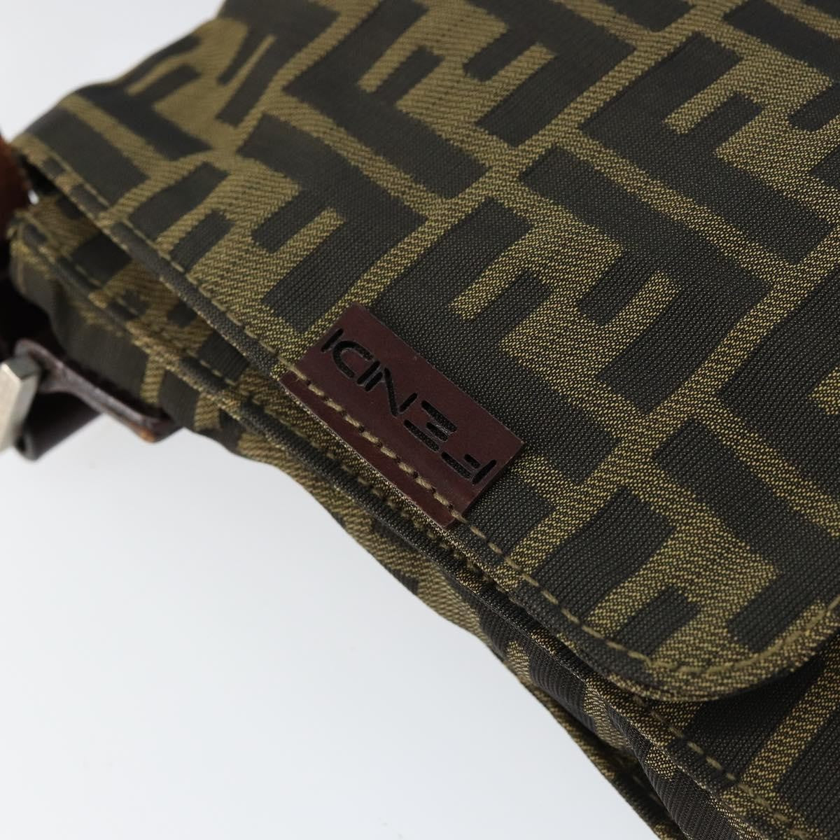 Fendi Flat Messenger Bag Zucca Canvas Brown Canvas Shoulder Bag Bag (Pre-Owned)