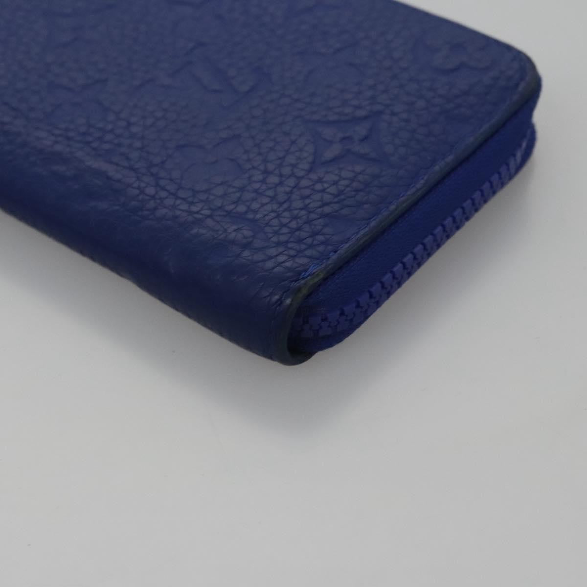 Louis Vuitton Zippy Wallet Nm Taurillon Leather Blue Canvas Wallets Accessory (Pre-Owned)