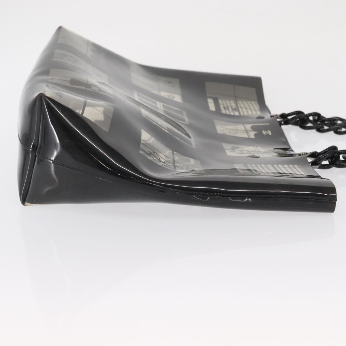 Chanel Coco Window Tote Printed Vinyl Black Plastic Tote Bag Bag (Pre-Owned)