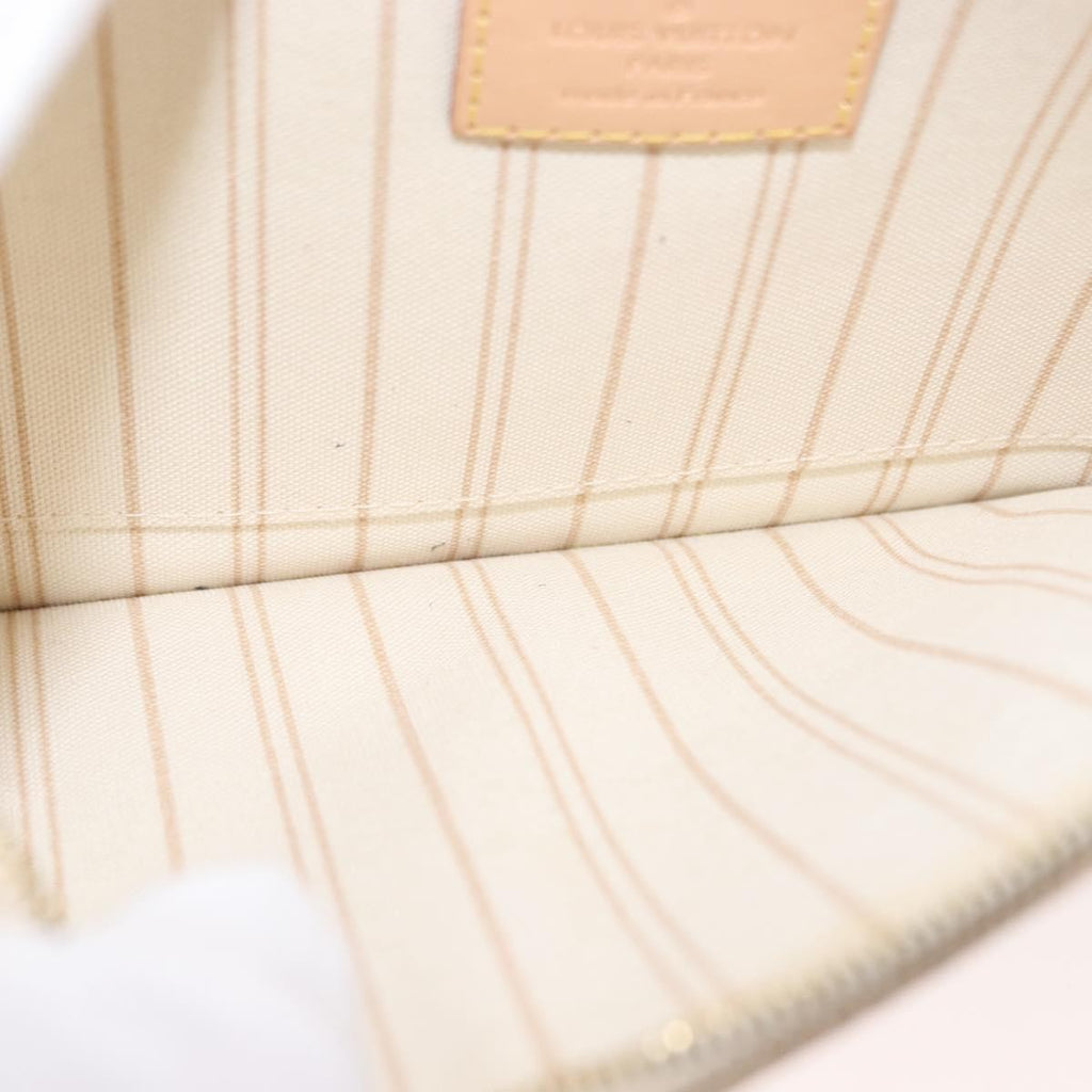 Louis Vuitton Neverfull Pochette Damier White Canvas Clutche & Pouche Bag (Pre-Owned)