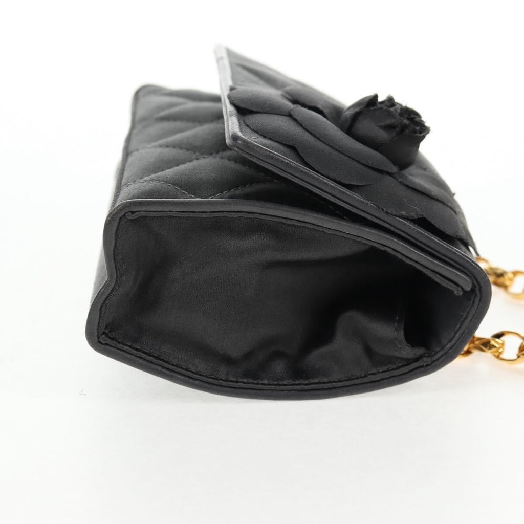 Chanel Vintage Camellia Flap Bag Satin Gray Satin Clutche & Pouche Bag (Pre-Owned)