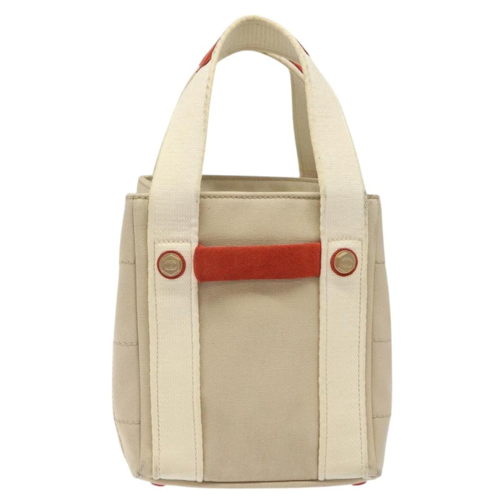 Chanel Chocolate Bar Coco Mark Handbag Canvas Beige Canvas Handbag (Pre-Owned)