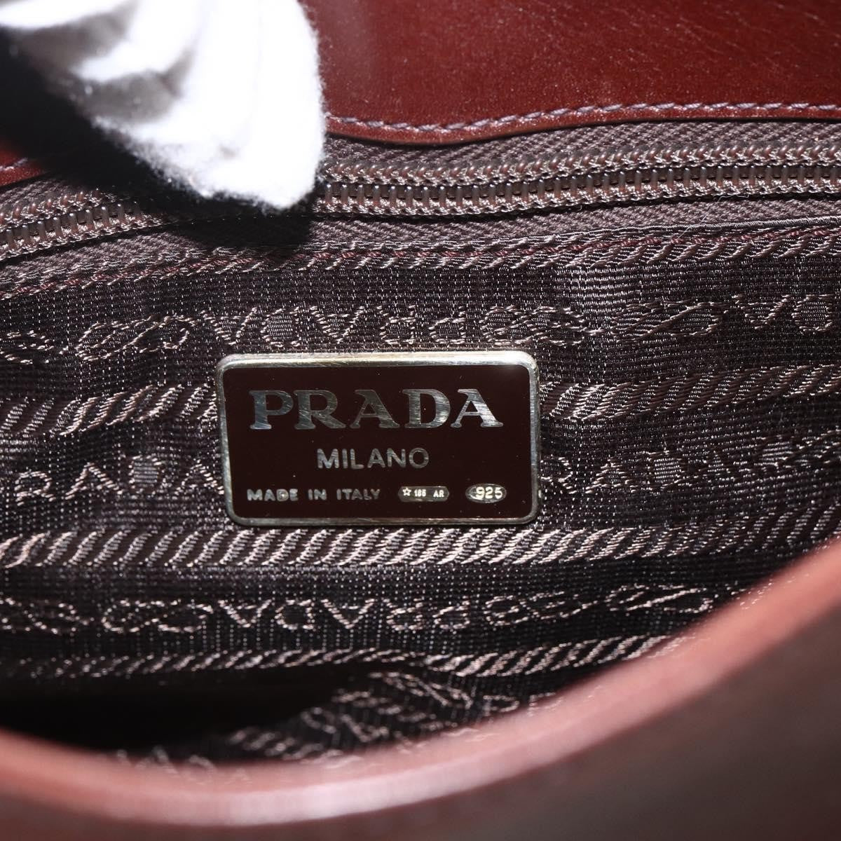 Prada Vintage Shoulder Bag Leather Brown Leather Shoulder Bag Bag (Pre-Owned)