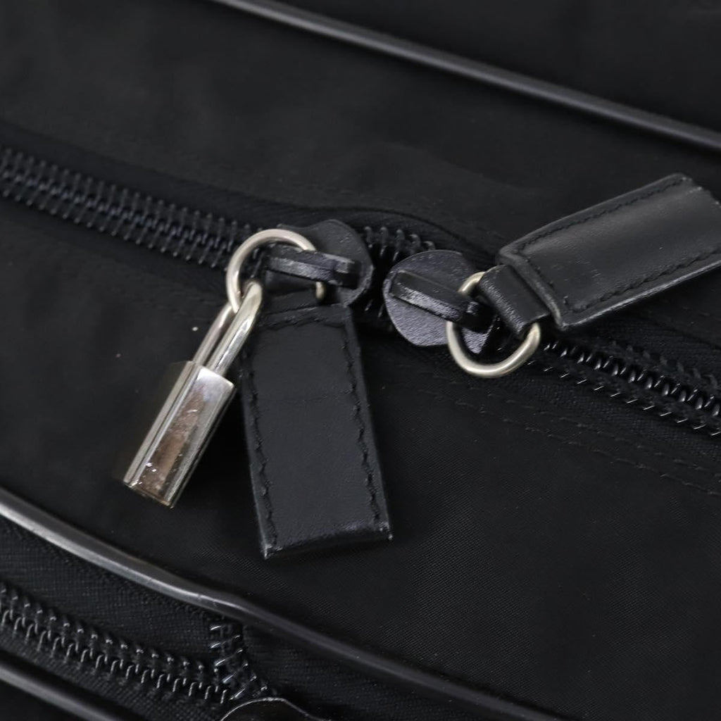 Prada Porta Computer Briefcase Tessuto And Saffiano Leather Black Nylon Briefcase Bag (Pre-Owned)
