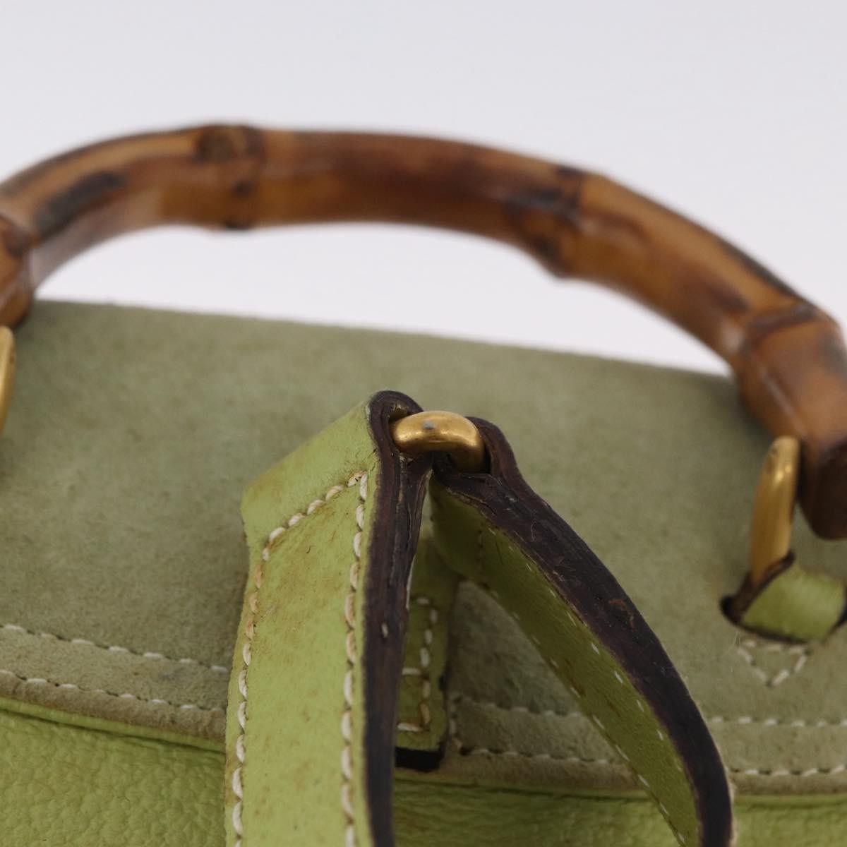 Gucci Gucci Bamboo Backpack Daim Green Suede Backpack Bag (Pre-Owned)