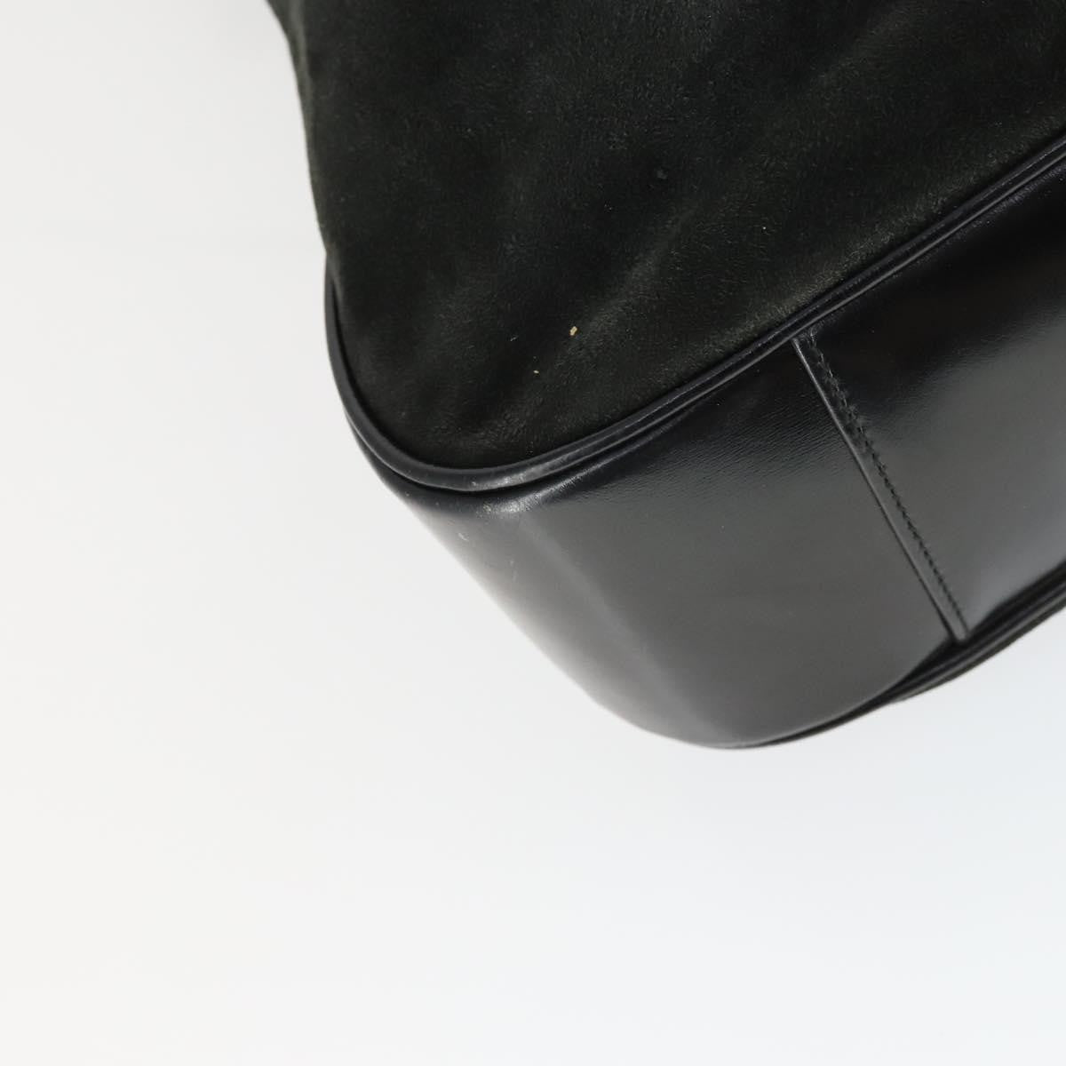 Gucci Vintage Bamboo Hobo Suede Black Suede Handbag (Pre-Owned)