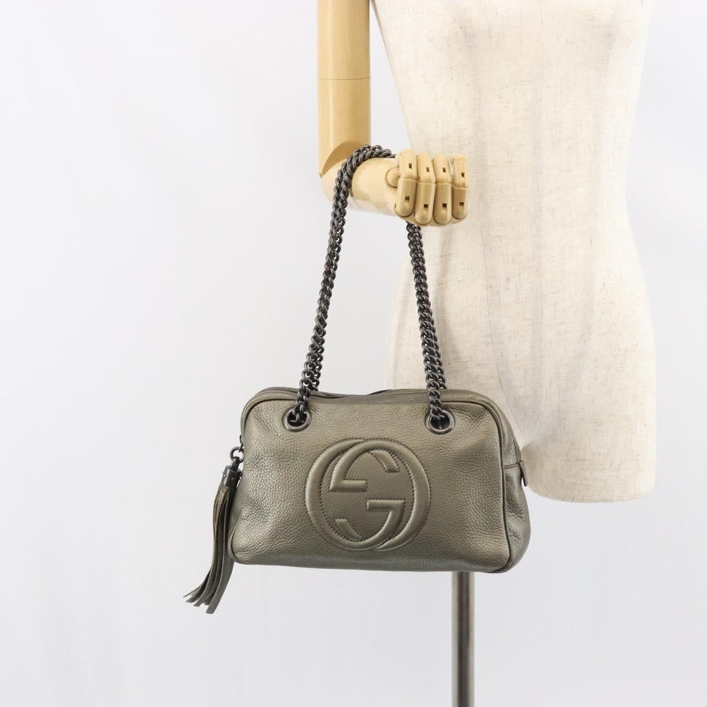 Gucci Soho Chain Zip Shoulder Bag Leather Gold Leather Shoulder Bag Bag (Pre-Owned)