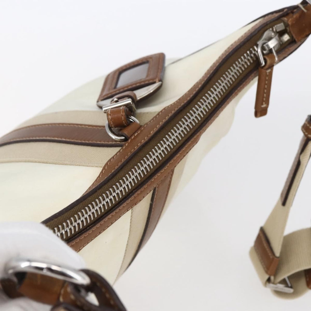 Prada Vintage Shoulder Bag Nylon And Leather Beige Nylon Shoulder Bag Bag (Pre-Owned)