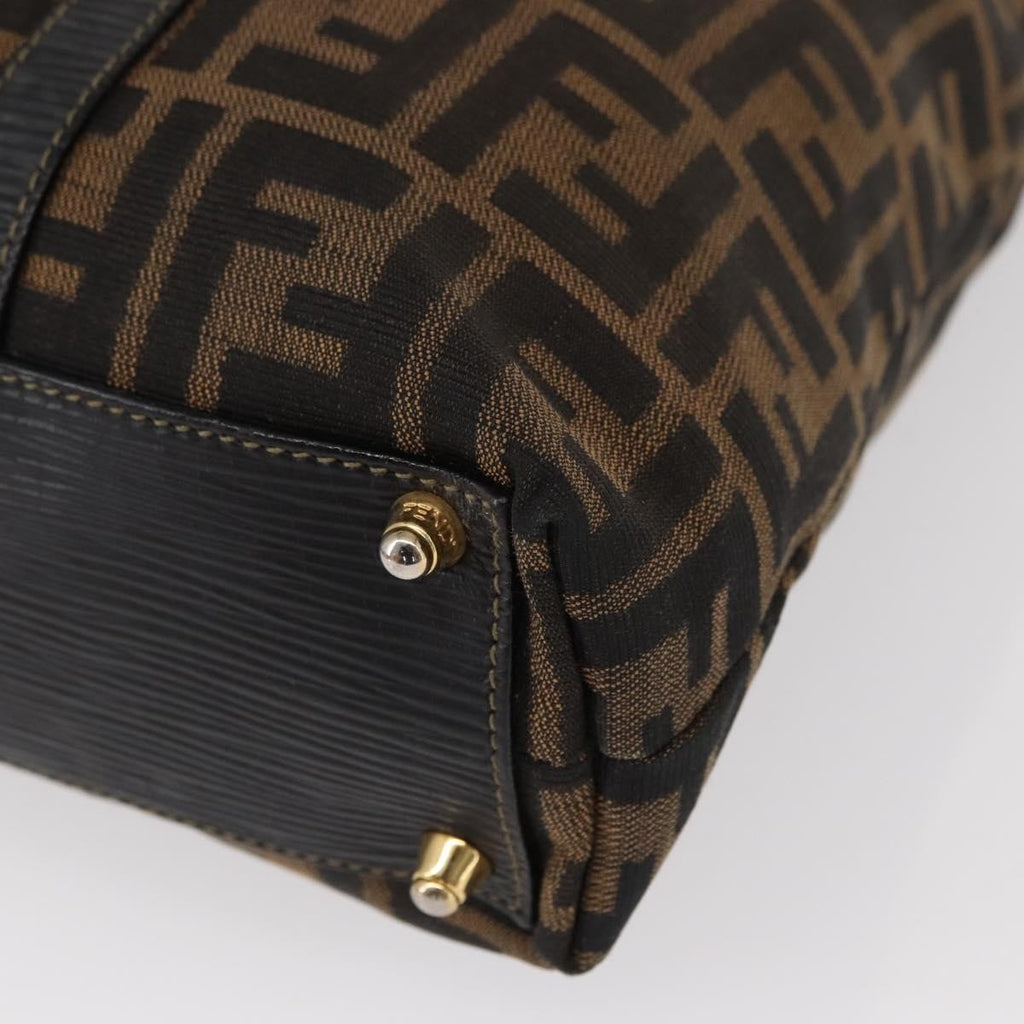 Fendi Zucca Tote Bag Canvas Black Canvas Tote Bag Bag (Pre-Owned)