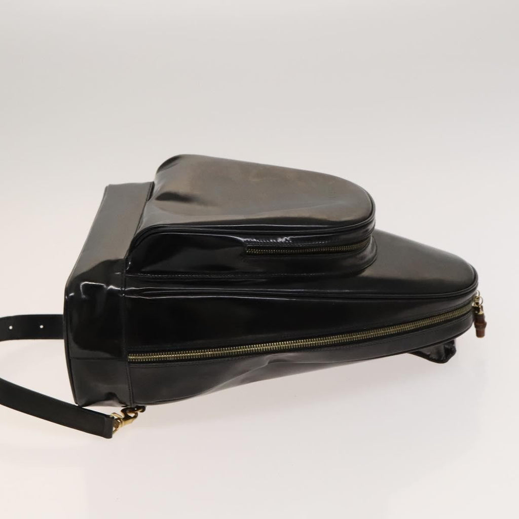 Gucci Vintage Bamboo Backpack Patent Black Patent_Leather Backpack Bag (Pre-Owned)