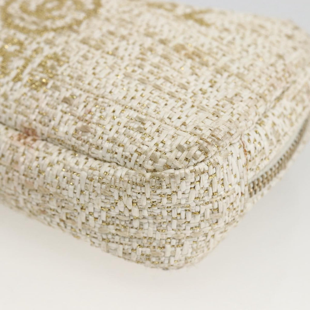 Chanel Deauville Curvy Cosmetic Pouch Tweed Gold Tweed Clutche & Pouche Bag (Pre-Owned)