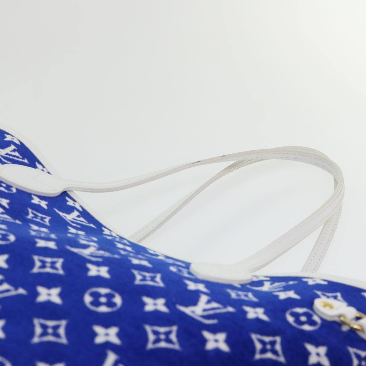 Louis Vuitton Neverfull Nm Tote Lv Match Monogram Jacquard Velvet Blue Velvet Tote Bag Bag (Pre-Owned)