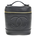 Chanel Vintage Timeless Cosmetic Case Caviar Black Leather Handbag (Pre-Owned)