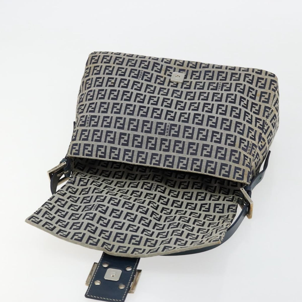 Fendi Mama Forever Bag Zucchino Canvas Navy Canvas Shoulder Bag Bag (Pre-Owned)