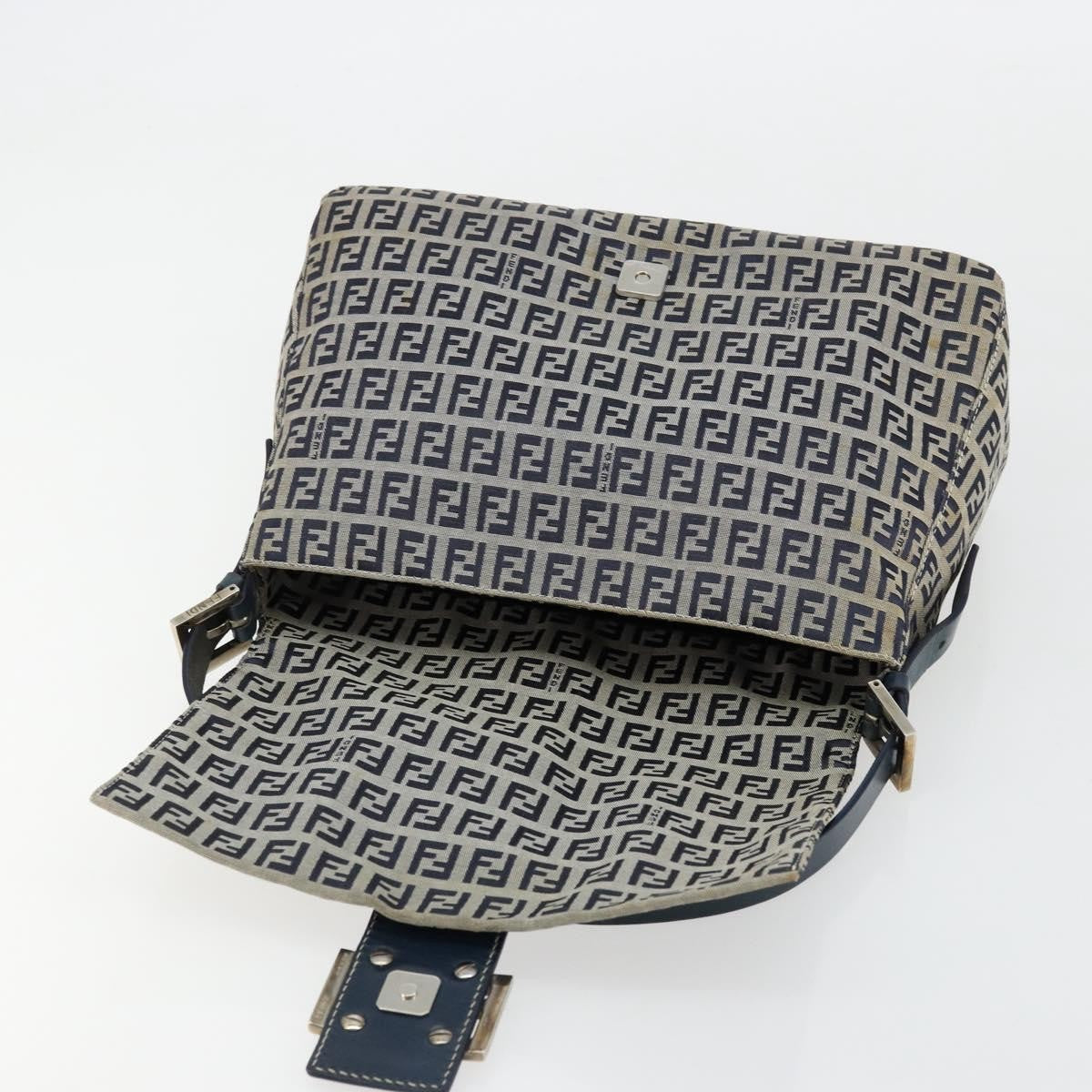 Fendi Mama Forever Bag Zucchino Canvas Navy Canvas Shoulder Bag Bag (Pre-Owned)