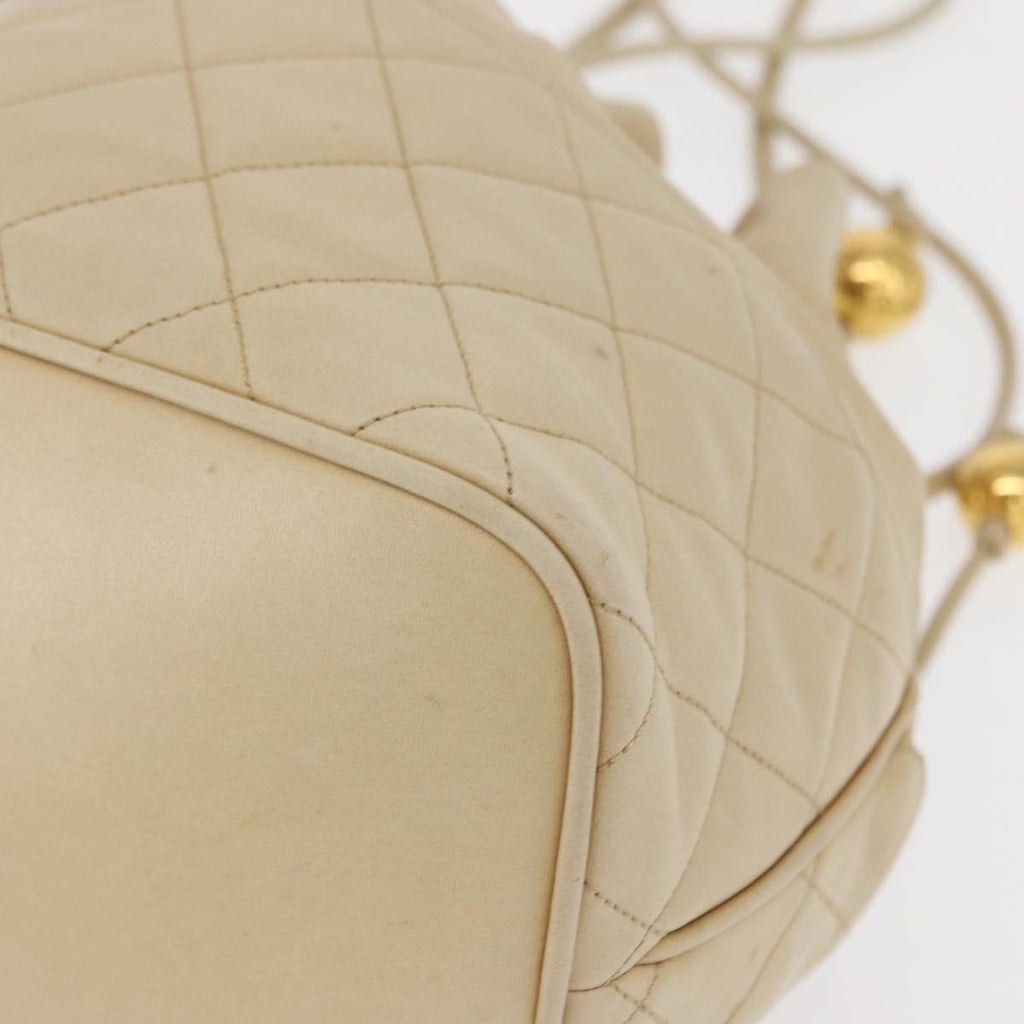 Chanel Gabrielle Drawstring Bag Quilted Calfskin Beige Leather Shoulder Bag Bag (Pre-Owned)