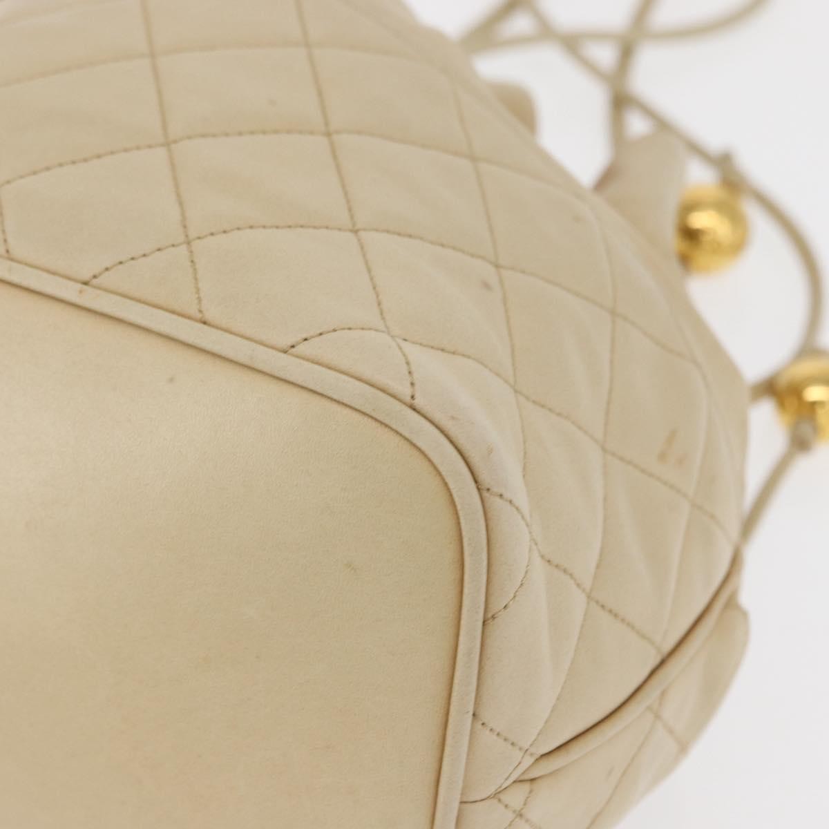 Chanel Gabrielle Drawstring Bag Quilted Calfskin Beige Leather Shoulder Bag Bag (Pre-Owned)