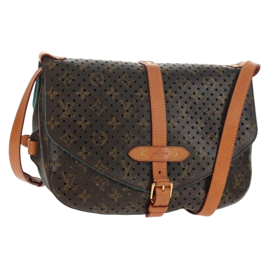 Louis Vuitton Flore Saumur Handbag Perforated Monogram Canvas Brown Canvas Shoulder Bag Bag (Pre-Owned)