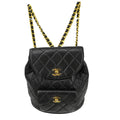 Chanel Duma Drawstring Backpack Quilted Leather Black Leather Backpack Bag (Pre-Owned)
