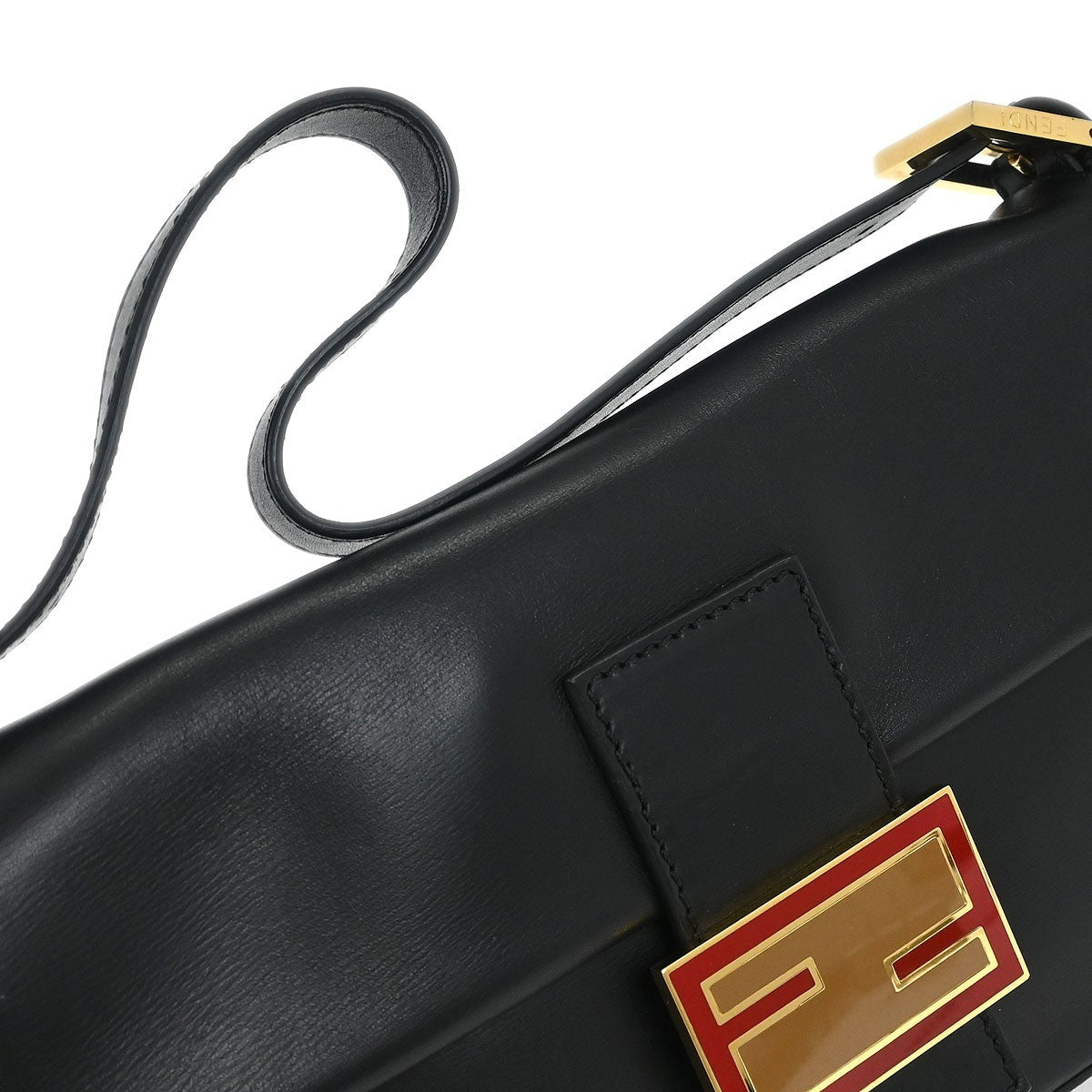 Fendi Baguette Bag Leather Black Leather Shoulder Bag Bag (Pre-Owned)