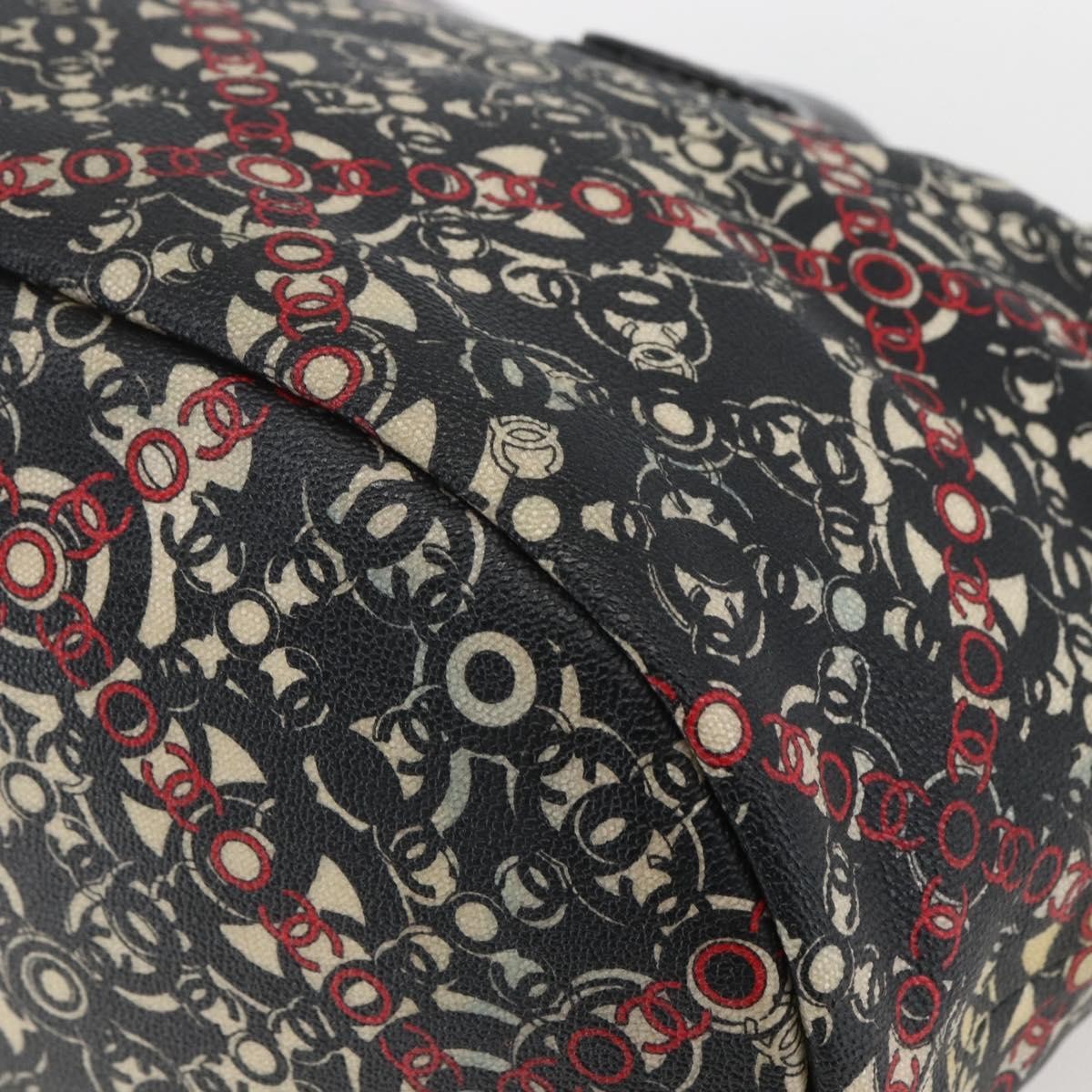 Chanel Optic Coco Bowler Bag Printed Coated Canvas With Caviar Black Pvc Travel Bag Bag (Pre-Owned)