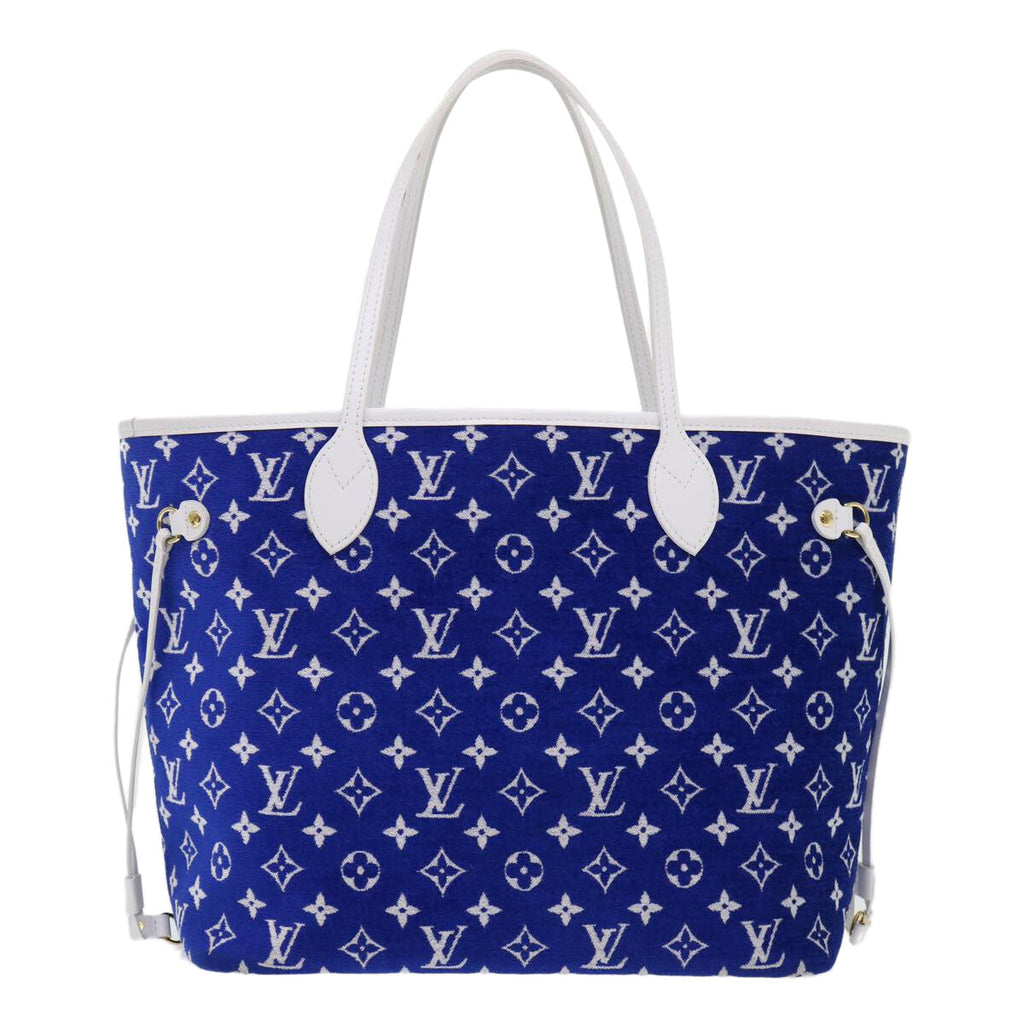 Louis Vuitton Neverfull Nm Tote Lv Match Monogram Jacquard Velvet Blue Velvet Tote Bag Bag (Pre-Owned)