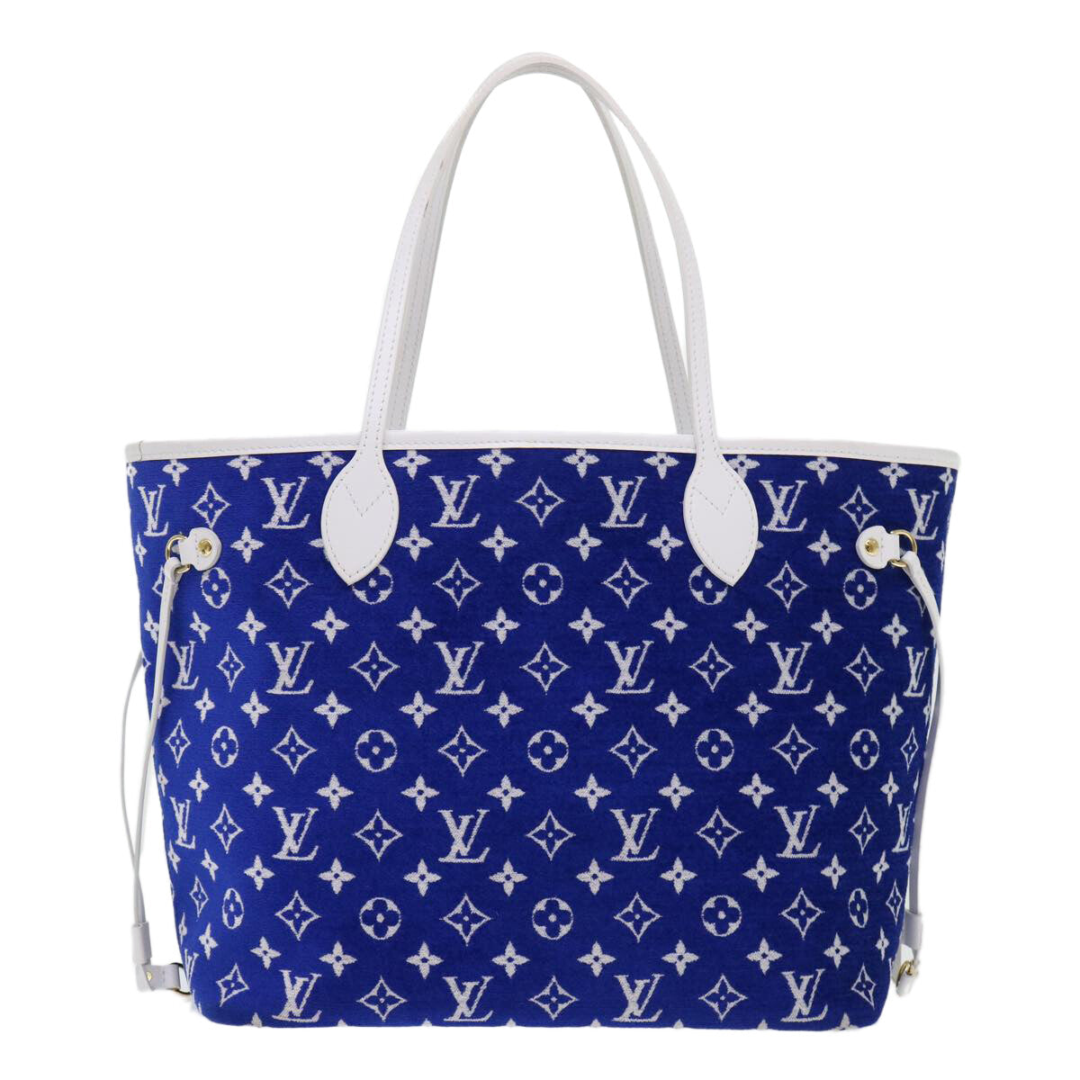 Louis Vuitton Neverfull Nm Tote Lv Match Monogram Jacquard Velvet Blue Velvet Tote Bag Bag (Pre-Owned)