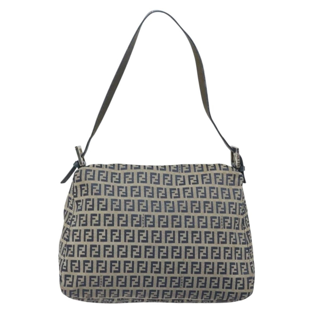Fendi Mamma Baguette Zucchino Canvas Navy Canvas Shoulder Bag Bag (Pre-Owned)