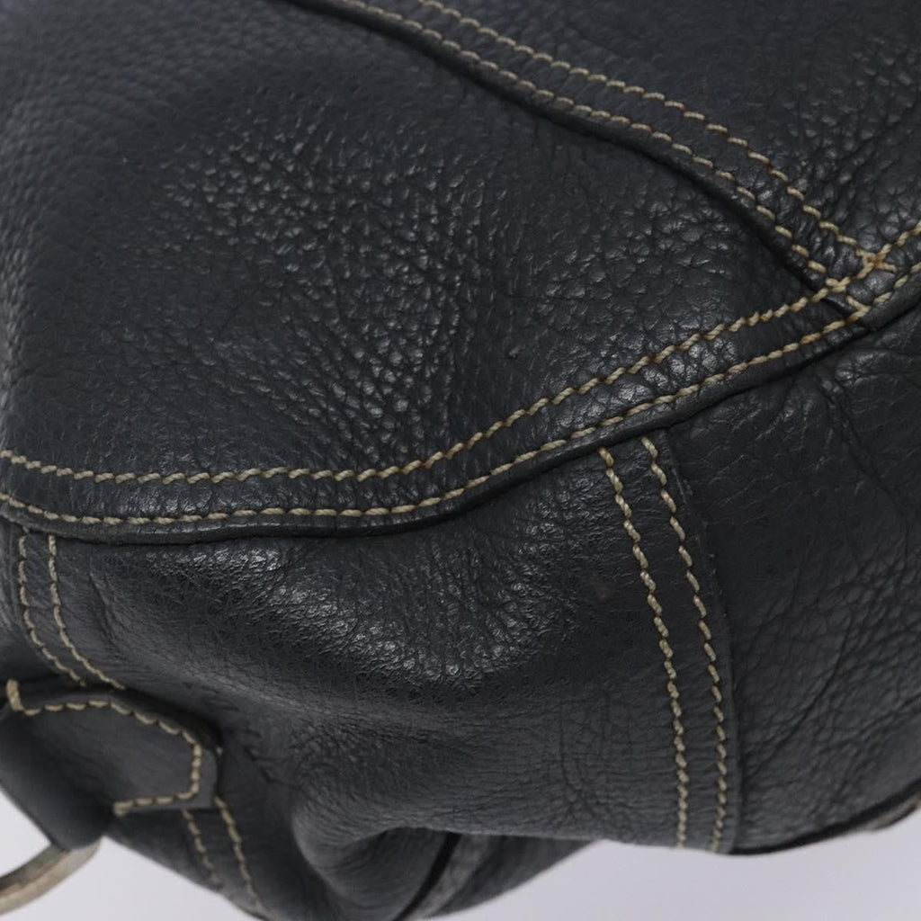 Prada Vintage Shoulder Bag Leather Navy Leather Shoulder Bag Bag (Pre-Owned)