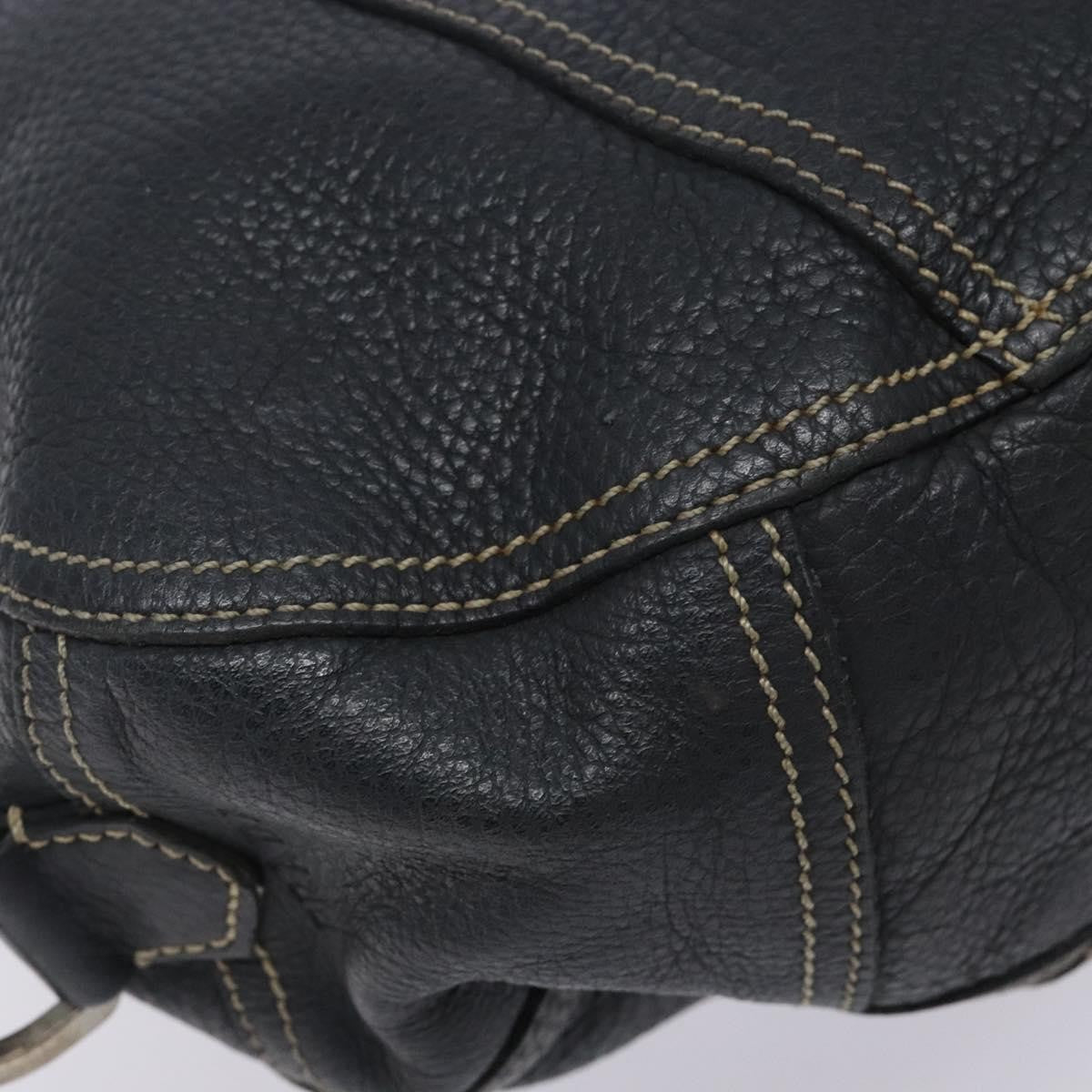 Prada Vintage Shoulder Bag Leather Navy Leather Shoulder Bag Bag (Pre-Owned)