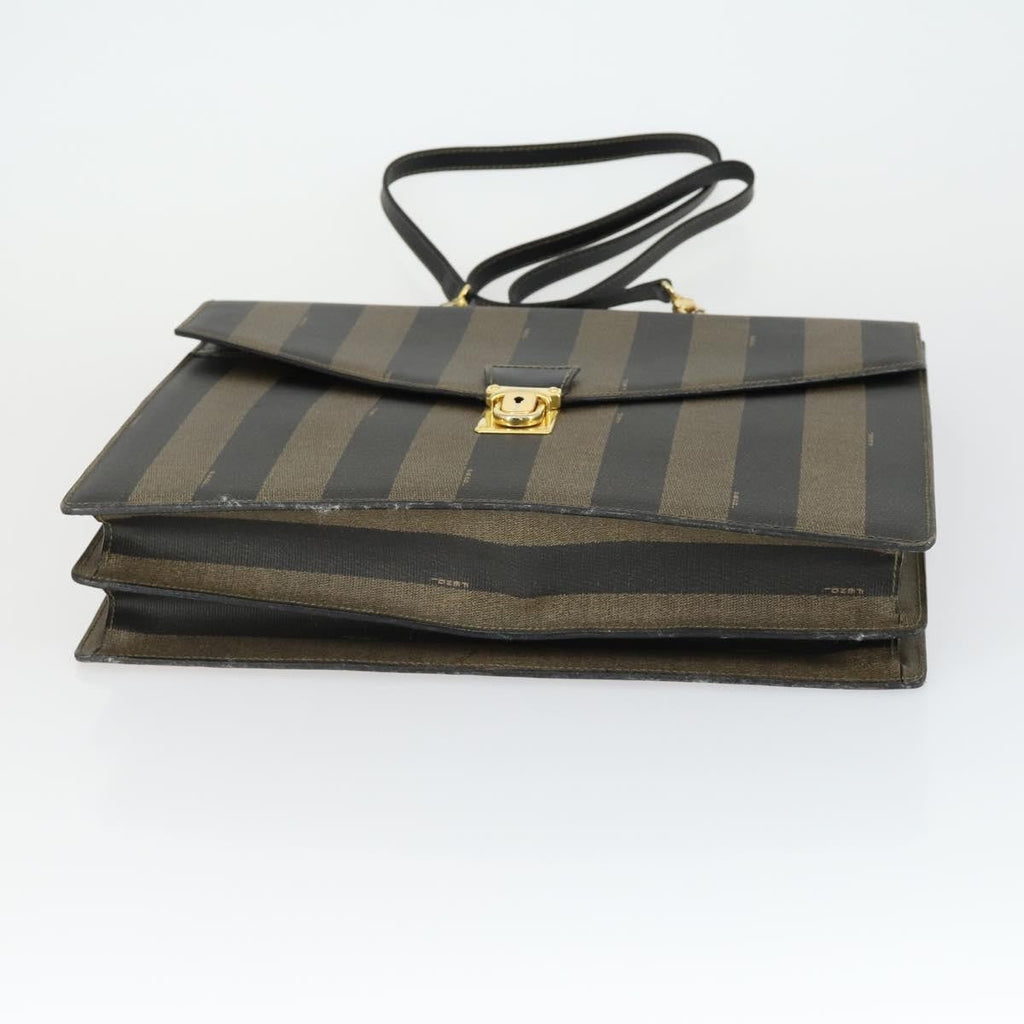 Fendi Vintage Pequin Briefcase Bag Coated Canvas Brown Canvas Briefcase Bag (Pre-Owned)