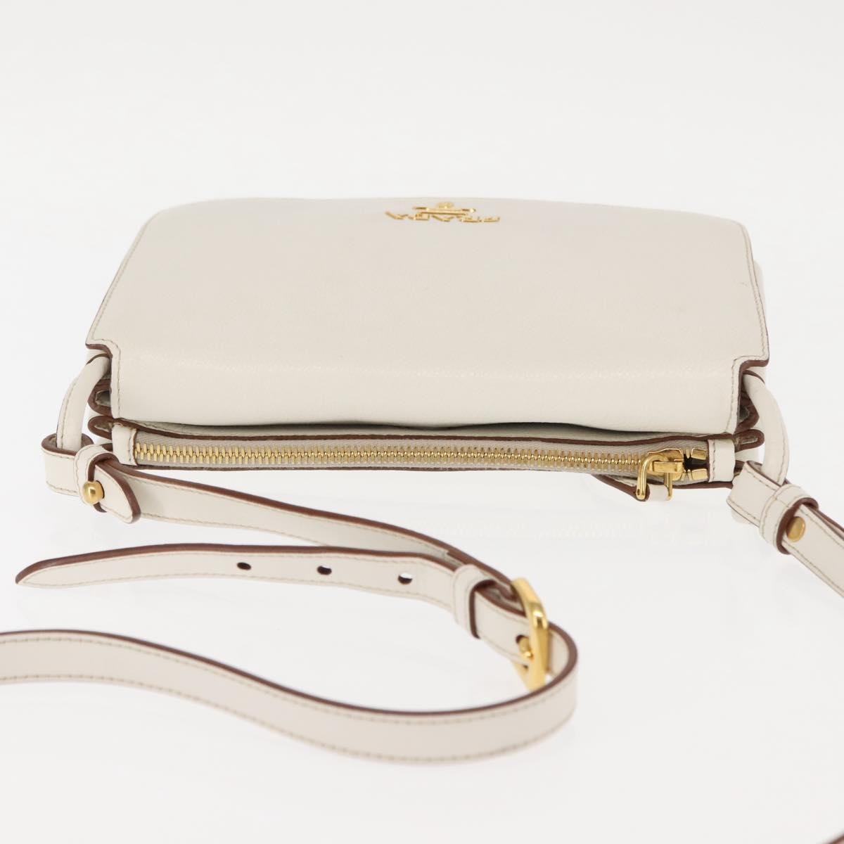 Prada Flap Crossbody Bag Vitello Daino White Leather Shoulder Bag Bag (Pre-Owned)