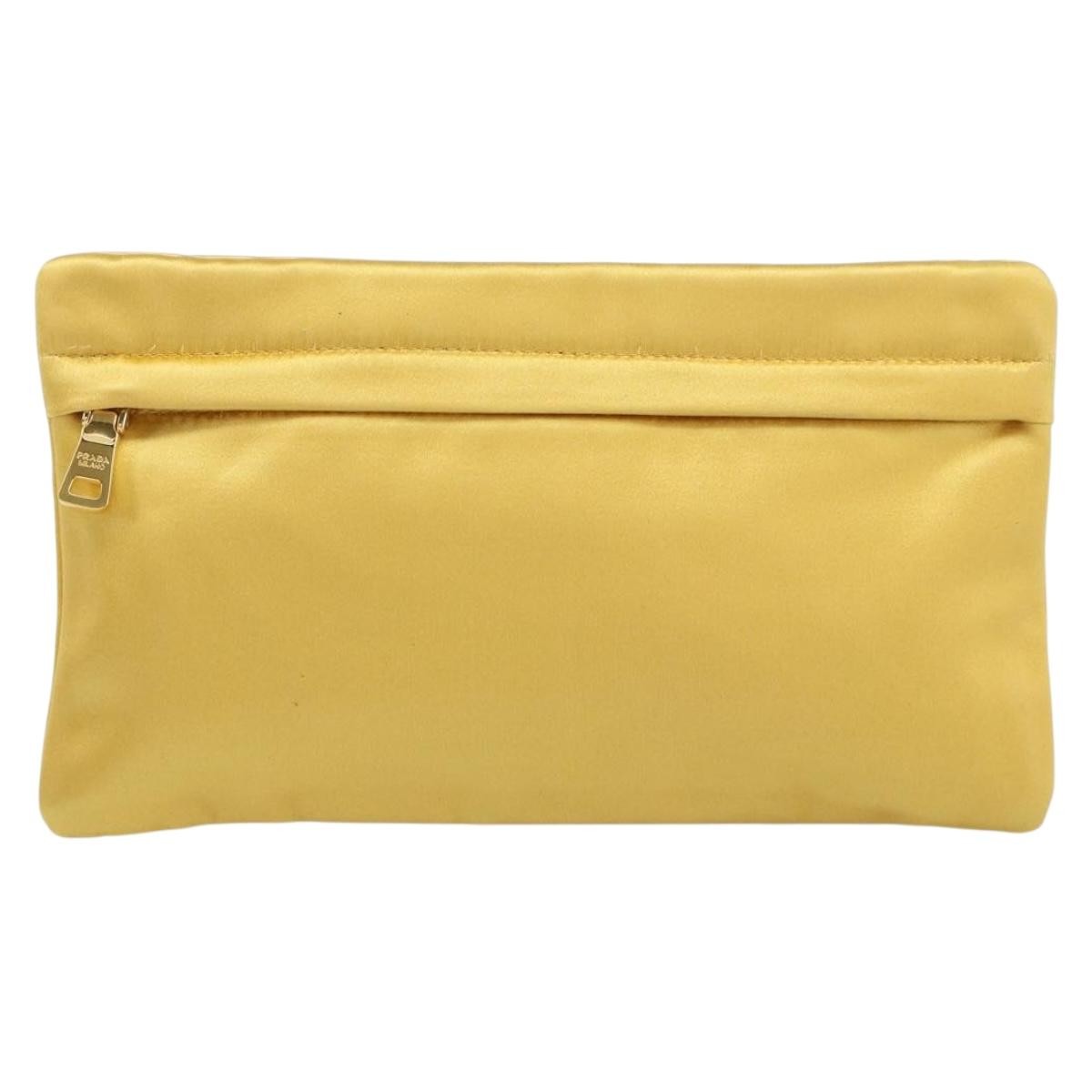 Prada Clutch Satin Gold Satin Clutche & Pouche Bag (Pre-Owned)