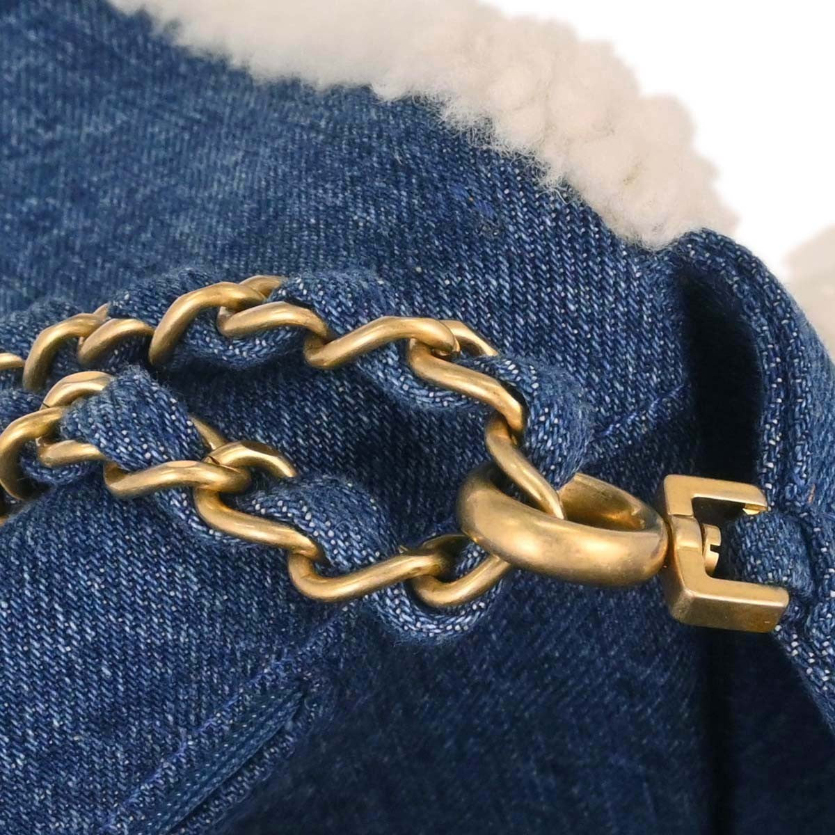 Chanel Egyptian Hieroglyph Flap Bag Denim And Shearling Blue Denim_Jeans Shoulder Bag Bag (Pre-Owned)