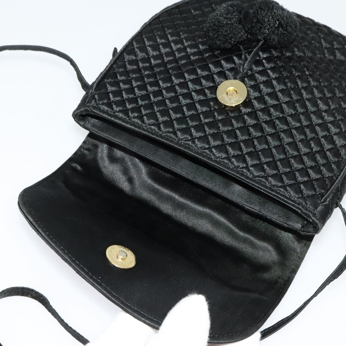 Bottega Veneta Intrecciato Clutch Bag Calfskin Black Satin Shoulder Bag Bag (Pre-Owned)