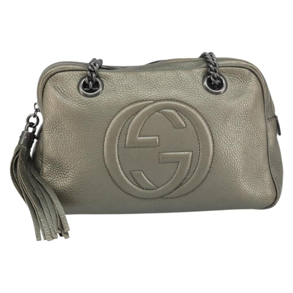 Gucci Soho Chain Zip Shoulder Bag Leather Gold Leather Shoulder Bag Bag (Pre-Owned)