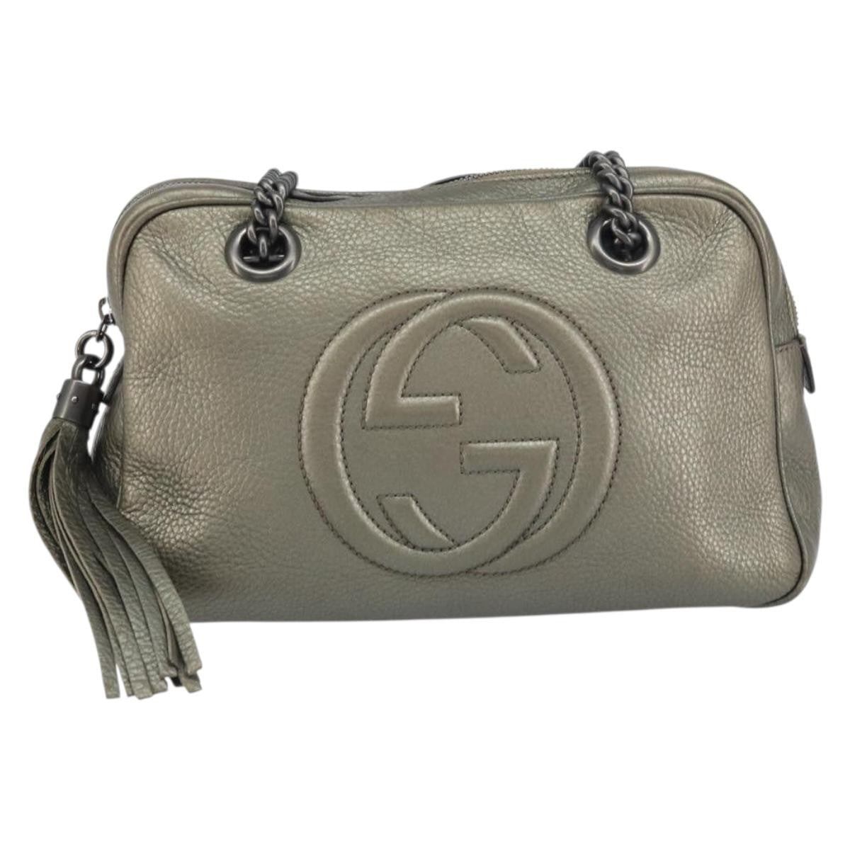 Gucci Soho Chain Zip Shoulder Bag Leather Gold Leather Shoulder Bag Bag (Pre-Owned)