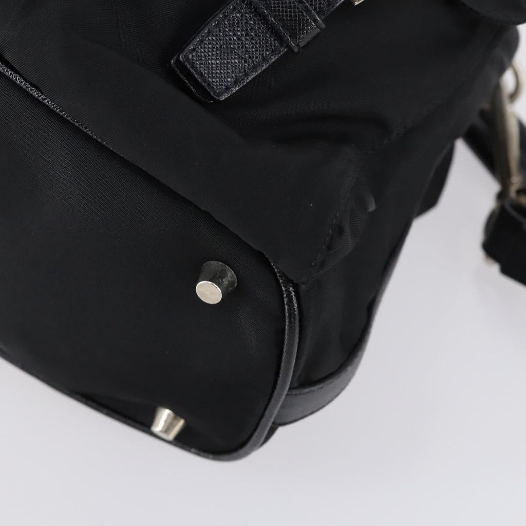 Prada Double Pocket Shoulder Bag Tessuto Black Nylon Shoulder Bag Bag (Pre-Owned)