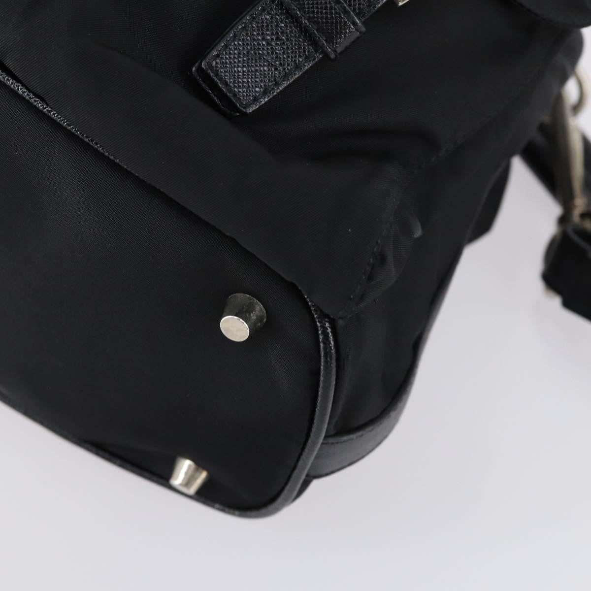 Prada Double Pocket Shoulder Bag Tessuto Black Nylon Shoulder Bag Bag (Pre-Owned)