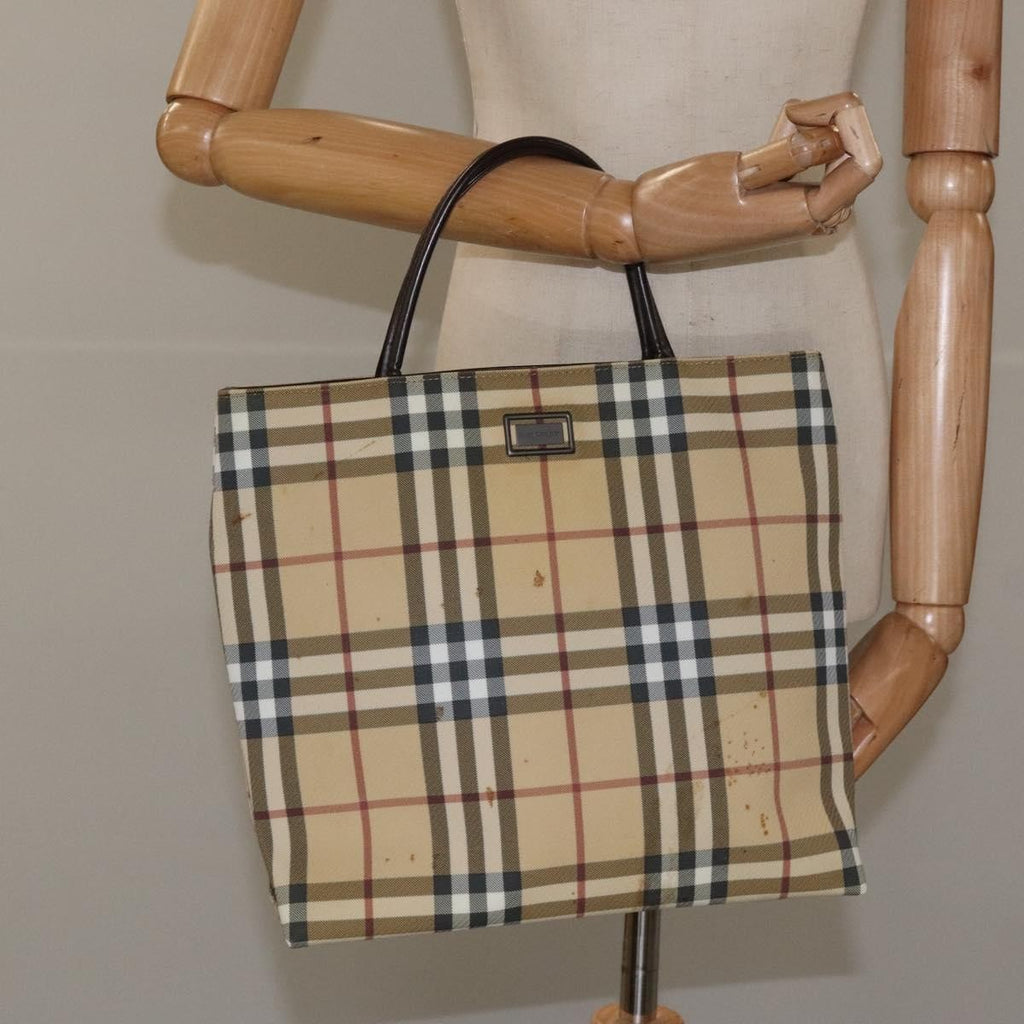 Burberry Nova Check Handbag Nova Check Canvas Beige Canvas Handbag (Pre-Owned)