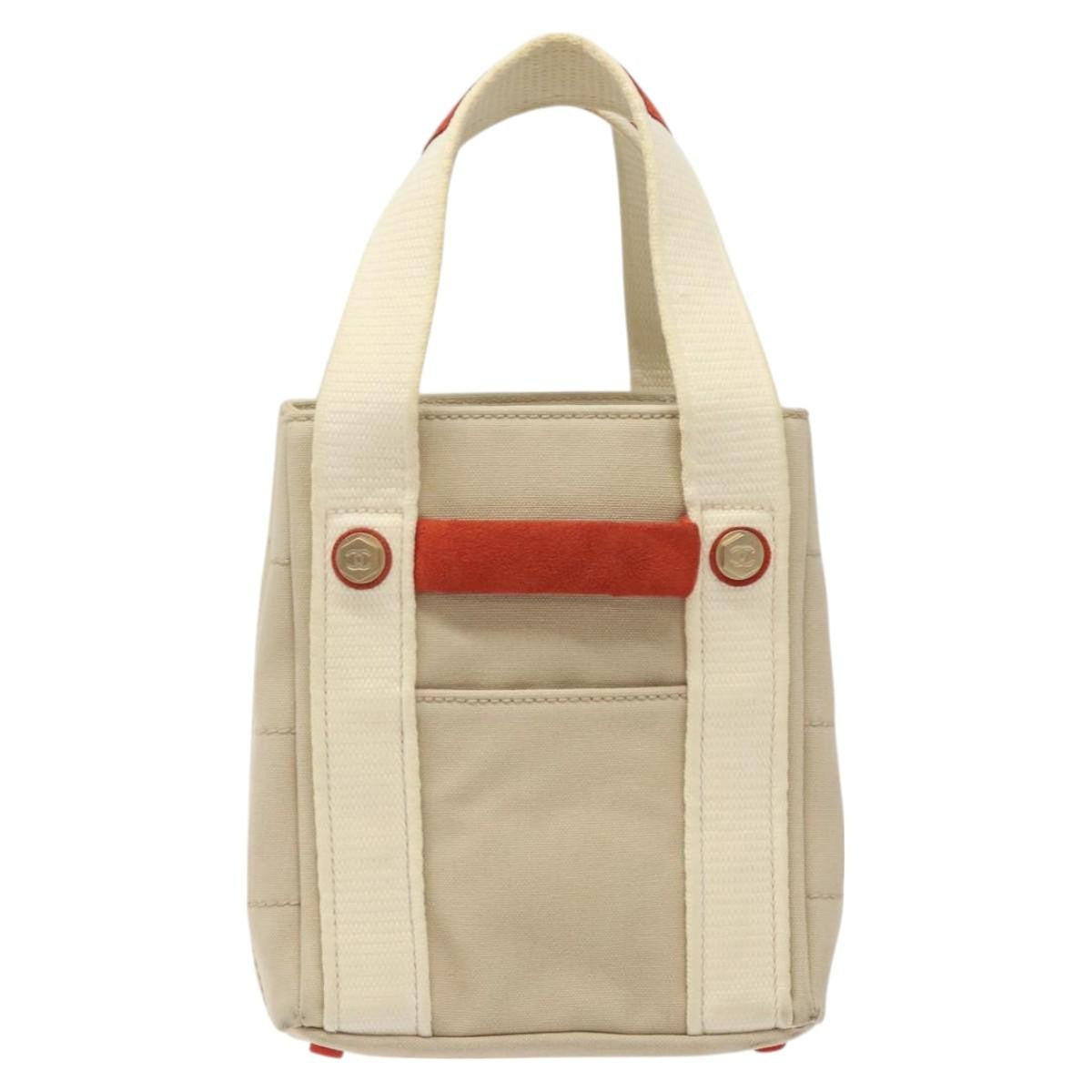 Chanel Chocolate Bar Coco Mark Handbag Canvas Beige Canvas Handbag (Pre-Owned)